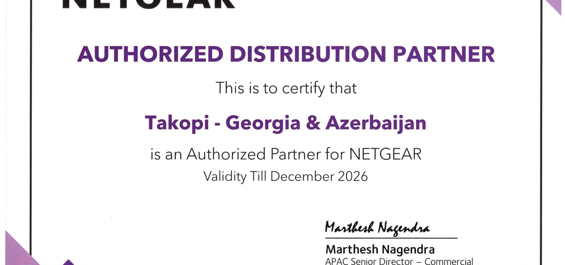 Takopi Group is now the only NETGEAR distributor in Georgia